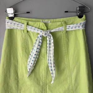 Christopher & Banks Skirt Size 6 Dopamine Lime Green A-line Midi Stretch Denim thumbnail 3