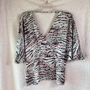 Naked Zebra Cropped Top Zebra Print V Neck Women's‎ thumbnail 2