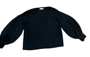 Oak + Fort basic black sweater with balloon sleeves‎ sz Small thumbnail 1