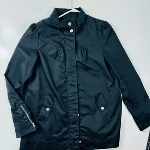 H&M Black Zip‎ Button Lightweight Coat Jacket Size 6 thumbnail 4