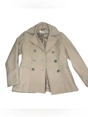 Kenneth Cole Double Breasted Peacoat Tan Excellent Size 4 thumbnail 2