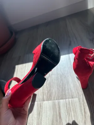 Red fabric heels 3 thumbnail 5