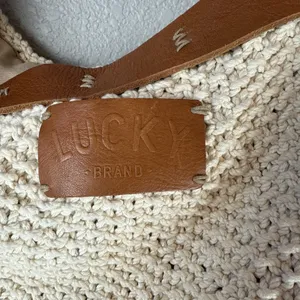 Lucky Brand Ivory Cotton‎ Crochet Leather Trim Boho Hobo Shoulder Bag Purse Tote thumbnail 9
