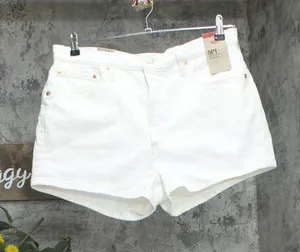 Levi's Womens 501 Original Shorts Jean Jorts Button Fly Disco Nights White 33 thumbnail 1