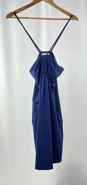 Susana Monaco Halter Neck Mini Dress in‎ Blue Size Medium thumbnail 1