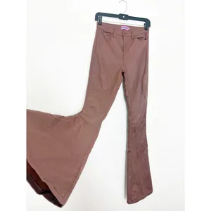 Edikted Luna Faux Leather Mid Rise Flared Jeans Size Medium Brown Chic thumbnail 11