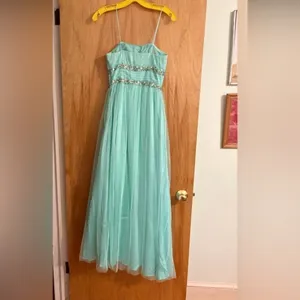 Morgan & Co‎ Turquoise Green Strapless Formal Prom Dress Juniors Sz 1/2 Sequin thumbnail 9
