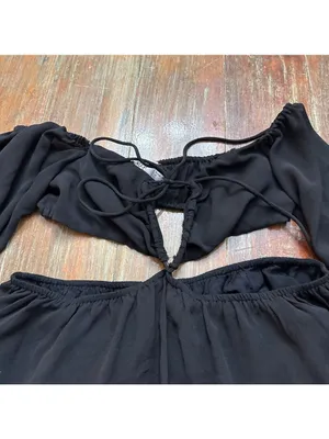 Princess Polly Black Cut Out Mini Dress Size 6 Ruffle Skirt thumbnail 2