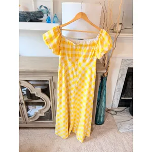 Crown‎ & Ivy Gingham Maxi Dress Womens Yellow Size 8 NWT thumbnail 2