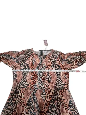 Boohoo Animal Print Puff Sleeve Shift Dress Sz 12 NWT thumbnail 6