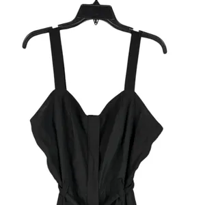 Nine West Womens Black Sweetheart Neckline Smocked Back Jumpsuit XL Tapered Leg thumbnail 3