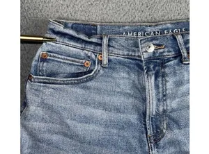 American Eagle Denim Shorts Women 8 Highest Rise 90s Boyfriend Raw Hem Festival thumbnail 7