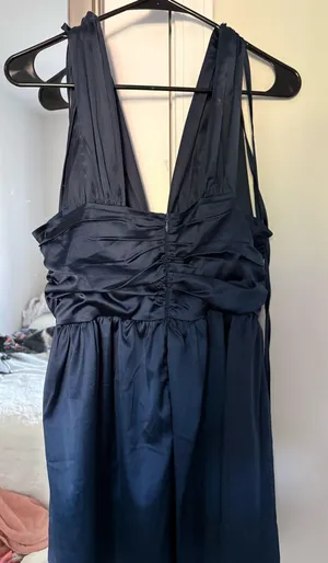 & Other Stories Silk Navy Blue Dress thumbnail 2