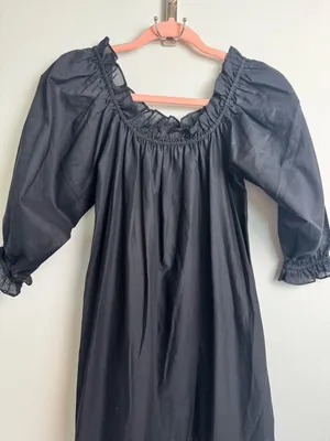 kate spade Black Midi Peasant Dress with Lace Trim thumbnail 6