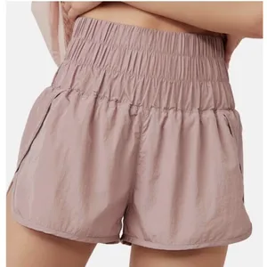 Free People Movement On The Way Home Shorts Dusty Rose Pink High Rise Smocked XS thumbnail 2