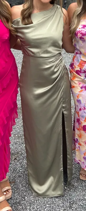 Show Me Your Mumu Jodie Moss Green Dress Luxe Satin thumbnail 2