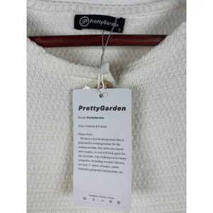 PrettyGarden Knit Sweater Vest S White Gold Button Textured‎ Sleeveless NEW thumbnail 4