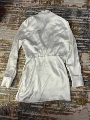 Zara White Satin Collared Mini Dress thumbnail 3