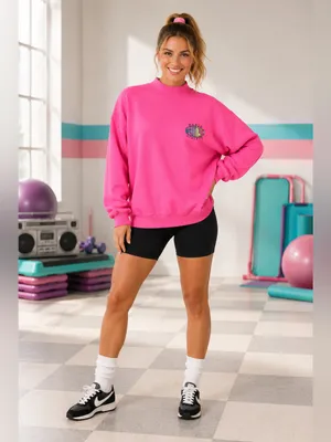 Vintage 90s Gitano Mock Neck Sweatshirt Pink World Athlete Globe Graphic OS thumbnail 8