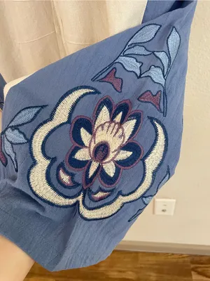Umgee Floral Embroidered Barrel Pull On Pant Size Medium Boho-Coastal thumbnail 7