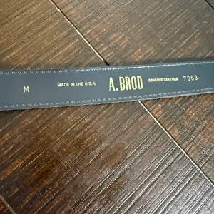 A.‎ Brod Leather Belt Womens Medium Black Western Brass Hardware Vintage USA Mae thumbnail 4