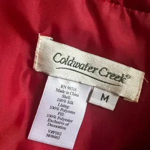 Coldwater Creek Red Puffer Vest Full Zip Embroidered Winter Christmas Holiday thumbnail 7