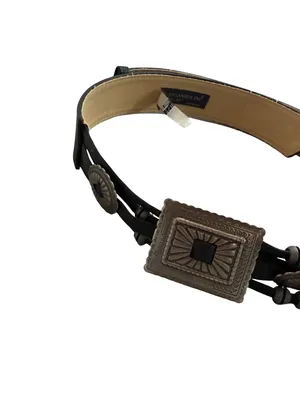 Ginnie Johansen Inc Black Silver Concha Western Boho Faux Leather Belt Women's thumbnail 5