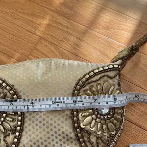 Vintage Unique Gold Beaded Embellished Fortune Cookie Mini Handbag thumbnail 7