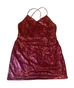 SHEIN Red Sequin Mini Dress Size L thumbnail 1