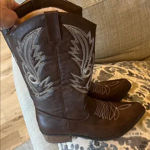 Western Cowboy Cowgirl Boots Brown Embroidered Women’s 40 thumbnail 5