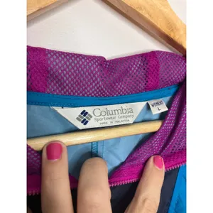 Columbia Windbreaker Womens L Blue Excellent Vintage 90s Colorblock Half Zip thumbnail 3