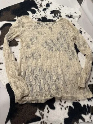 Women's ivory lace blouse, Love by Love brand, size L thumbnail 4