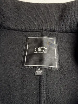 OBEY Propaganda Women’s Small Black Double Breasted Knit Peacoat Jacket thumbnail 4