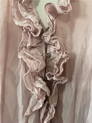 Free People Pink 100% Cotton Lace Ruffle Tunic Top Medium Romantic Cottagecore thumbnail 4