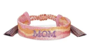 Kendra Scott "Mom" 14k Gold-Plated Friendship Woven Adjustable Bracelet in Pink thumbnail 1