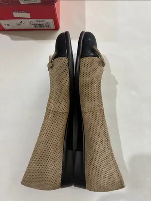 AEROSOLES Beige Perforated Ballet Flats with Black Toe thumbnail 6