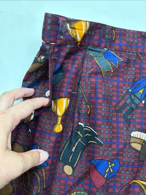 vintage equestrian fox hunting small medium Burgundy Patterned Mid-Length Skirt thumbnail 5