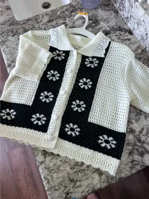 Knit short sleeve button up blouse White thumbnail 1