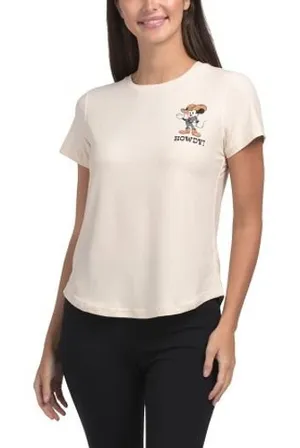 Life Is Good Active Disney Mickey Mouse Howdy Graphic Tee Women's L NWT Cream thumbnail 1