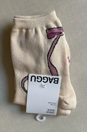 BAGGU Pink Bow Crew Sock thumbnail 1