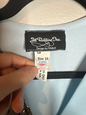 Vtg 1970's Union Made light blue embellished beaded formal dress thumbnail 3