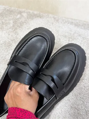 ASOS Design Women’s Wide Fit Maestro Chunky Loafers Shoes Academia in Balck 9W thumbnail 13