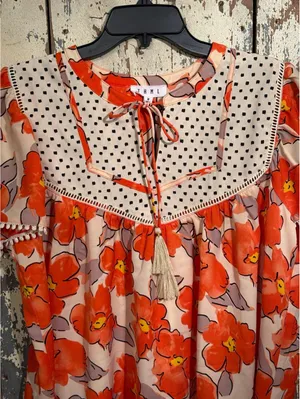 NWT THML boho orange floral print peasant blouse Women's size Medium thumbnail 2