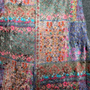 Natural Life Velvet Patchwork Jumpsuit Boho Wide Leg Cropped Floral Whimsigoth thumbnail 7