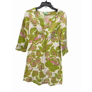 Boden Tunic Dress Sz 4 Floral 100% Linen 3/4 Sleeve Womens Tropical #JJJ15-2 thumbnail 11