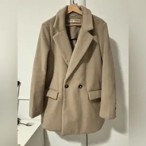 Free People tan double breasted oversized coat size large thumbnail 7