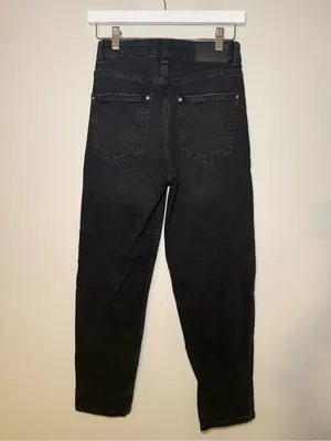 Zara High Rise Black Mom Jeans Women 4 EUR 36 Tapered Leg thumbnail 5