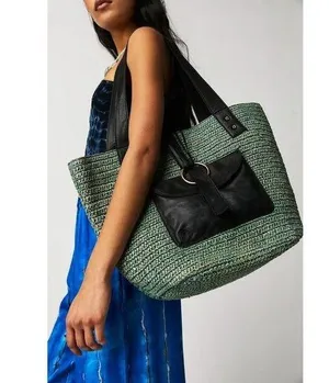NWT Free People En Riva Raffia Tote One Size $168 thumbnail 1