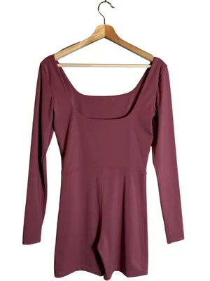 Set Active Sportbody Long Sleeve Shortysuit Romper Women's Medium Canyon Red Gym thumbnail 5