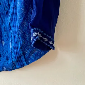 Lucky Brand 3/4 Sleeve Blouse Semi Sheer Blue M thumbnail 5